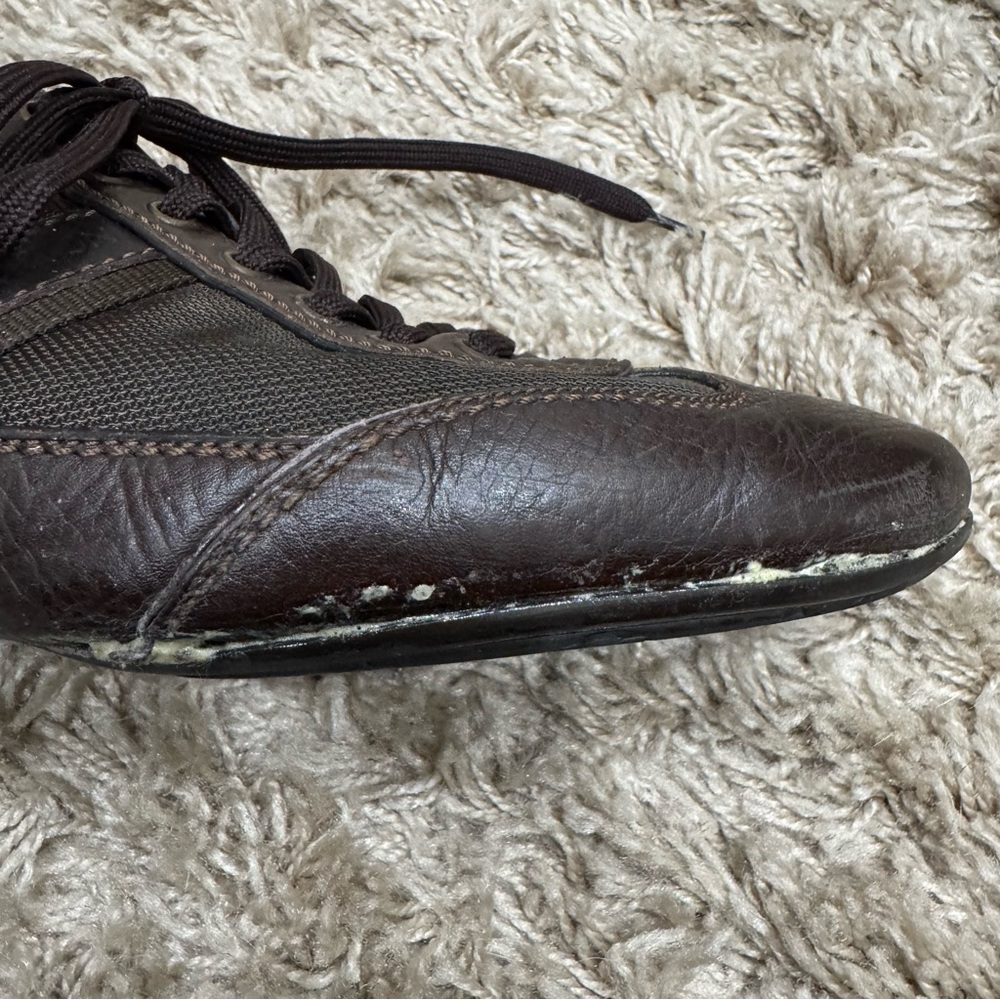 Louis Vuitton Brown Monogram Embossed Leather Lace Up Sneakers - Picture 5 of 8
